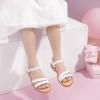 imagePANDANINJIA Girls Sandals Toddler Little Big Kids Kid Cute Open Toe Flats Dress Sandals Mona Summer ShoesWhite Pu