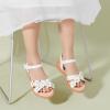 imagePANDANINJIA Girls Sandals Toddler Little Big Kids Kid Cute Open Toe Flats Dress Sandals Mona Summer ShoesWhite Pu M