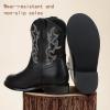 imagePANDANINJIA Girls Toddler Cowgirl Boots Riding Round Toe Boys Cowboy Boot Little Kids Short Calf Western Cowgirl BootiesBlack Pu