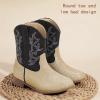 imagePANDANINJIA Girls Toddler Cowgirl Boots Riding Round Toe Boys Cowboy Boot Little Kids Short Calf Western Cowgirl BootiesGold Glitter