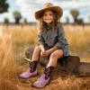 imagePANDANINJIA Girls Toddler Cowgirl Boots Riding Round Toe Boys Cowboy Boot Little Kids Short Calf Western Cowgirl BootiesPink Sequin