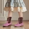 imagePANDANINJIA Girls Toddler Cowgirl Boots Riding Round Toe Boys Cowboy Boot Little Kids Short Calf Western Cowgirl BootiesPink Sequin