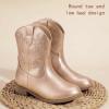 imagePANDANINJIA Girls Toddler Cowgirl Boots Riding Round Toe Boys Cowboy Boot Little Kids Short Calf Western Cowgirl BootiesRose Gold