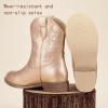 imagePANDANINJIA Girls Toddler Cowgirl Boots Riding Round Toe Boys Cowboy Boot Little Kids Short Calf Western Cowgirl BootiesRose Gold