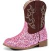 imagePANDANINJIA Girls Toddler Cowgirl Boots Riding Round Toe Boys Cowboy Boot Little Kids Short Calf Western Cowgirl BootiesPink Sequin
