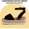imagePANDANINJIA Girls Sandals Wedge Platform Espadrille Open Toe Summer Little Big Kid Flower Girl Heels Dress ShoesBlack Nubuck