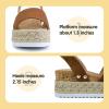imagePANDANINJIA Girls Sandals Wedge Platform Espadrille Open Toe Summer Little Big Kid Flower Girl Heels Dress ShoesBrown Nubuck