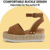 imagePANDANINJIA Girls Sandals Wedge Platform Espadrille Open Toe Summer Little Big Kid Flower Girl Heels Dress ShoesBrown Nubuck