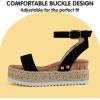 imagePANDANINJIA Girls Sandals Wedge Platform Espadrille Open Toe Summer Little Big Kid Flower Girl Heels Dress ShoesK Black Nubuck