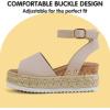 imagePANDANINJIA Girls Sandals Wedge Platform Espadrille Open Toe Summer Little Big Kid Flower Girl Heels Dress ShoesNude Nubuck