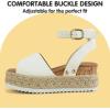 imagePANDANINJIA Girls Sandals Wedge Platform Espadrille Open Toe Summer Little Big Kid Flower Girl Heels Dress ShoesWhite Nubuck