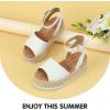 imagePANDANINJIA Girls Sandals Wedge Platform Espadrille Open Toe Summer Little Big Kid Flower Girl Heels Dress ShoesWhite Nubuck