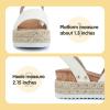imagePANDANINJIA Girls Sandals Wedge Platform Espadrille Open Toe Summer Little Big Kid Flower Girl Heels Dress ShoesWhite Nubuck