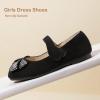 imagePANDANINJIA Toddler Girls Dress Shoes Mary Jane Little Kids Ballet Flats Rhinestone Bow Wedding Party ShoesBlacksuede