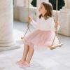 imagePANDANINJIA Toddler Girls Dress Shoes Mary Jane Little Kids Ballet Flats Rhinestone Bow Wedding Party ShoesPinksuede