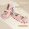 imagePANDANINJIA Toddler Girls Dress Shoes Mary Jane Little Kids Ballet Flats Rhinestone Bow Wedding Party ShoesPinksuede