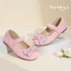 imagePANDANINJIA Toddler Girls Dress Shoes Mary Jane Little Kids Ballet Flats Rhinestone Bow Wedding Party ShoesPinksuede