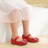imagePANDANINJIA Toddler Girls Dress Shoes Mary Jane Little Kids Ballet Flats Rhinestone Bow Wedding Party ShoesRedsuede
