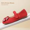 imagePANDANINJIA Toddler Girls Dress Shoes Mary Jane Little Kids Ballet Flats Rhinestone Bow Wedding Party ShoesRedsuede