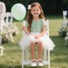 imagePANDANINJIA Toddler Girls Dress Shoes Mary Jane Little Kids Ballet Flats Rhinestone Bow Wedding Party ShoesWhitepu
