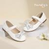 imagePANDANINJIA Toddler Girls Dress Shoes Mary Jane Little Kids Ballet Flats Rhinestone Bow Wedding Party ShoesWhitepu