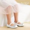 imagePANDANINJIA Toddler Girls Dress Shoes Mary Jane Little Kids Ballet Flats Rhinestone Bow Wedding Party ShoesWhitepu