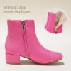 imagePANDANINJIA Girls Ankle Boots Side Zipper Toddler Little Big Kid Girls Dress BootsHotpink