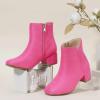 imagePANDANINJIA Girls Ankle Boots Side Zipper Toddler Little Big Kid Girls Dress BootsHotpink