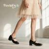 image:imagePANDANINJIA Girls Dress Shoes Little Big Kids Mary Jane Low Heels Buckle Round Toe Flower Girl Wedding Church Party School Pump ShoesBlackpatent