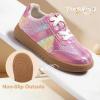 image:imagePANDANINJIA Girls Fashion Sneakers Toddler Little Kids Casual Tennis Memory Foam Shoes Lightweight LaceUp Walking Classic Retro SneakersPinkrainbow