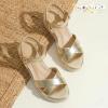 image:imagePANDANINJIA Girls Sandals Wedge Espadrilles Platform Little Big Kid Sandals Open Toe Cross Strap Summer Flower Girl Heels Dress ShoesGold Pu