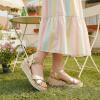 image:imagePANDANINJIA Girls Sandals Wedge Espadrilles Platform Little Big Kid Sandals Open Toe Cross Strap Summer Flower Girl Heels Dress ShoesGold Pu