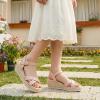 image:imagePANDANINJIA Girls Sandals Wedge Espadrilles Platform Little Big Kid Sandals Open Toe Cross Strap Summer Flower Girl Heels Dress ShoesNude Pu