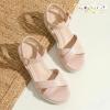 image:imagePANDANINJIA Girls Sandals Wedge Espadrilles Platform Little Big Kid Sandals Open Toe Cross Strap Summer Flower Girl Heels Dress ShoesNude Pu