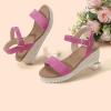image:imagePANDANINJIA Girls Sandals Wedge Platform Espadrille Little Big Kid Girls Heels Open Toe Summer Flower Girl Dress ShoesHot Pink Nubuck