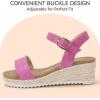 image:imagePANDANINJIA Girls Sandals Wedge Platform Espadrille Little Big Kid Girls Heels Open Toe Summer Flower Girl Dress ShoesHot Pink Nubuck