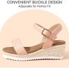 image:imagePANDANINJIA Girls Sandals Wedge Platform Espadrille Little Big Kid Girls Heels Open Toe Summer Flower Girl Dress ShoesPink Pu