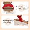 image:imagePANDANINJIA Girls Sandals Wedge Platform Espadrille Little Big Kid Girls Heels Open Toe Summer Flower Girl Dress ShoesRed Suede