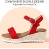 image:imagePANDANINJIA Girls Sandals Wedge Platform Espadrille Little Big Kid Girls Heels Open Toe Summer Flower Girl Dress ShoesRed Suede