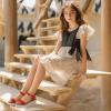 image:imagePANDANINJIA Girls Sandals Wedge Platform Espadrille Little Big Kid Girls Heels Open Toe Summer Flower Girl Dress ShoesRed Suede
