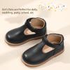 image:imagePANDANINJIA Toddler Girl Dress Shoes Mary Jane Ballet Flats TStrap Classic Girls Party Wedding School Uniform ShoesBlackpu