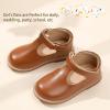 image:imagePANDANINJIA Toddler Girl Dress Shoes Mary Jane Ballet Flats TStrap Classic Girls Party Wedding School Uniform ShoesBrownpu