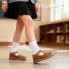 image:imagePANDANINJIA Toddler Girl Dress Shoes Mary Jane Ballet Flats TStrap Classic Girls Party Wedding School Uniform ShoesBrownpu