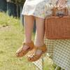image:imagePANDANINJIA Toddler Sandals Girls Closed Round Toe Comfortable Flat Sandals Little Big Kids Soft Cute TStrap Summer Dress Shoes for School Daily Casual Party Wedding Flower Girl ShoesBrown Pu