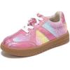 image:imagePANDANINJIA Girls Fashion Sneakers Toddler Little Kids Casual Tennis Memory Foam Shoes Lightweight LaceUp Walking Classic Retro SneakersPinkrainbow