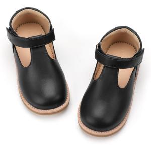 image:imagePANDANINJIA Toddler Girl Dress Shoes Mary Jane Ballet Flats TStrap Classic Girls Party Wedding School Uniform ShoesBlackpu