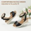 image:imagePANDANINJIA Girls Wedge Sandals Espadrilles Platform Heels for Girls Dress Shoes Ankle Strap Little Big Kids Sandals Summer ShoesBlackpu