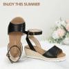 image:imagePANDANINJIA Girls Wedge Sandals Espadrilles Platform Heels for Girls Dress Shoes Ankle Strap Little Big Kids Sandals Summer ShoesBlackpu