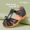 image:imagePANDANINJIA Toddler Girls Sandals Closed Toe TStrap Kids Flower Girl Dress Summer Flats Sandals Cute Bow ShoesBlackpu