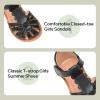 image:imagePANDANINJIA Toddler Girls Sandals Closed Toe TStrap Kids Flower Girl Dress Summer Flats Sandals Cute Bow ShoesBlackpu